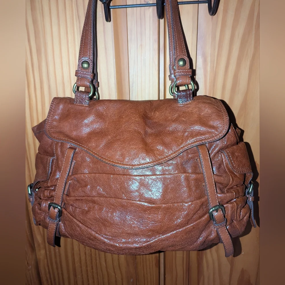 Kooba Whiskey Brown Leather Shoulder Bag.